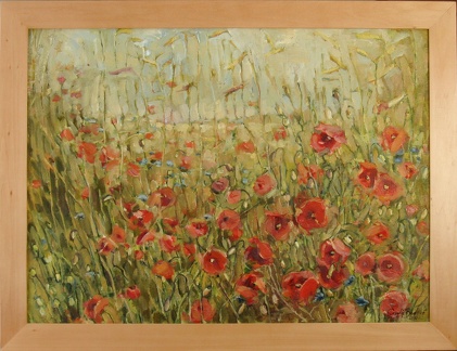 maki w zbożu 3, tech.olej na płótnie, wym.53x73, rok 2010, obraz znajduje się w kolekcji prywatnej