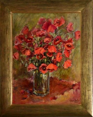 Bukiet maków polnych, tech.olej na płótnie, wym. z ramą autorską 53 x 64, rok 2013 (1 o.m.)