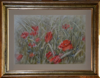 Maki polne 11, tech. sucha pastela , wym. 30x 40 w świetle ramy, rok 2014, obraz znajduje się w kolekcji prywatnej