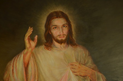 5/ Jezus Miłosierny - piąta kopia wg. obrazu Adolfa Hyły - fragment obrazu